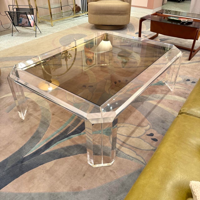 Vintage Lucite and Smoked Glass Coffee Table by Les Prismatique For Sale - Image 10 of 12