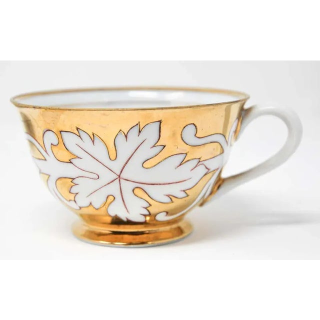 Early 21st Century Hand-Painted Gilt Porcelain Tea, Coffee Cup with Dessert Plate Set- 3 pieces For Sale - Image 10 of 13