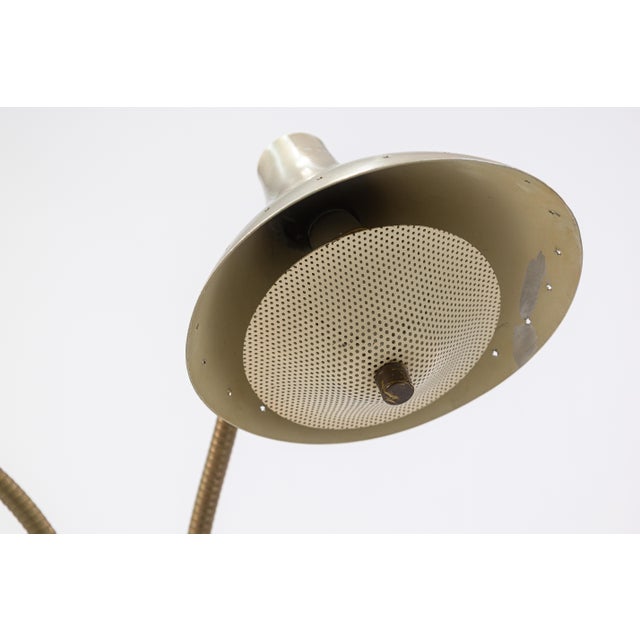 Vintage Double Gooseneck Starpunched Adjustable Table Lamp Thurston Attributed For Sale - Image 4 of 10