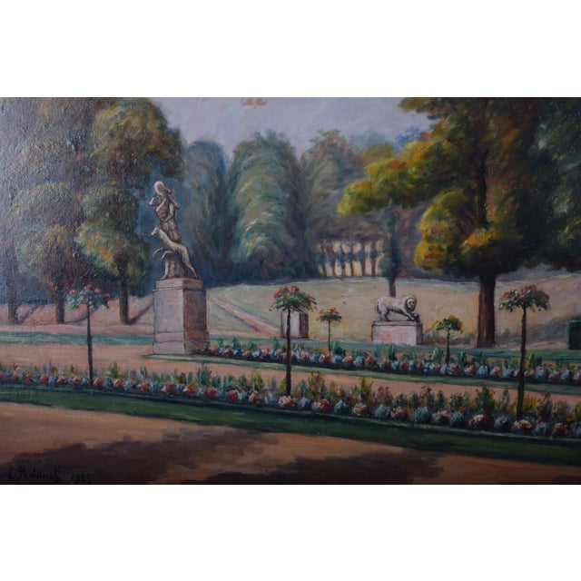 E. Robinef, French Park Landscape, Oil Painting, 1935 For Sale - Image 7 of 9