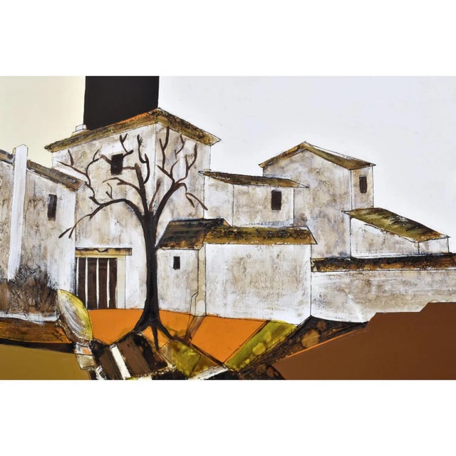 Walcutt Frank Walcutt 37 Inch Square Mid-Century Modern Surreal Homestead Painting For Sale - Image 4 of 12