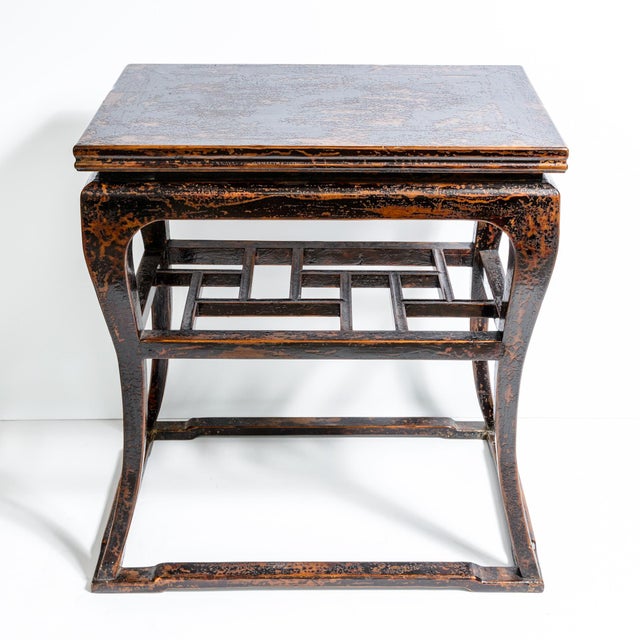 Just in this Pair Chinese Ming Style Two Tier Lacquered High Side Table. Ming-style black lacquer side tables,...