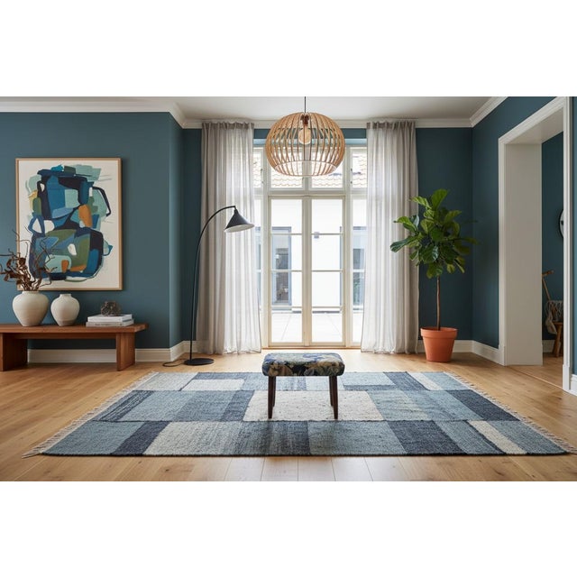 Danish Stool in Teak with the Linen Fabric Forest from Morris & Co, 1960s For Sale - Image 6 of 12