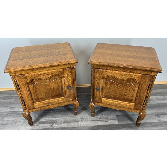 Vintage French Oak Bedside Tables, Set of 2 For Sale - Image 14 of 14