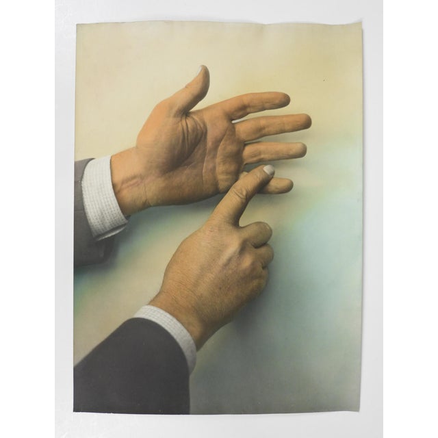 Early 20th century colortone advertising photograph of counting hands. Unsigned. Unframed, edge and corner wear.