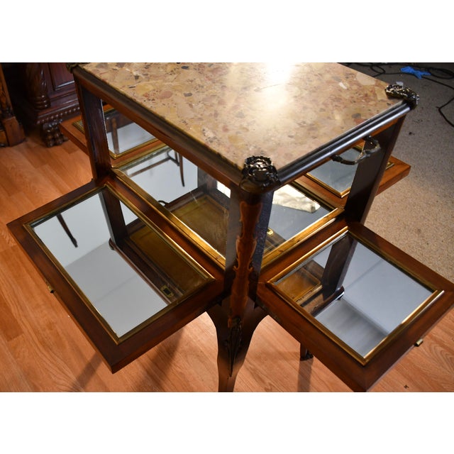 1890s Antique French Louis XV Walnut Inlaid & Marble Top Liquor Cabinet / Bar For Sale - Image 17 of 18