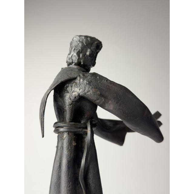 Metal Salvino Marsura, Brutalist Sculpture of Monk with Book, 1970s, Iron For Sale - Image 7 of 18