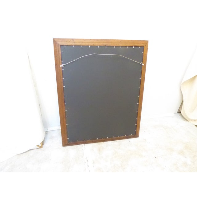 This modern, scooped cove pine miror with old patina and faux worming is 34"H x 28"W and hangs vertically, though you can...