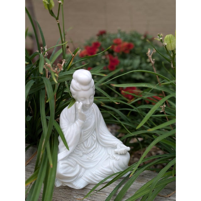 Vintage Mid-Century Blanc De Chine Seated Asian Woman For Sale - Image 10 of 10