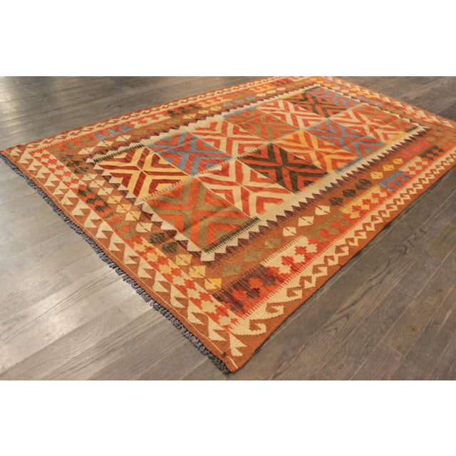 Modern Geometric Kilim Rug, 5'1" X 8'3" For Sale - Image 4 of 8