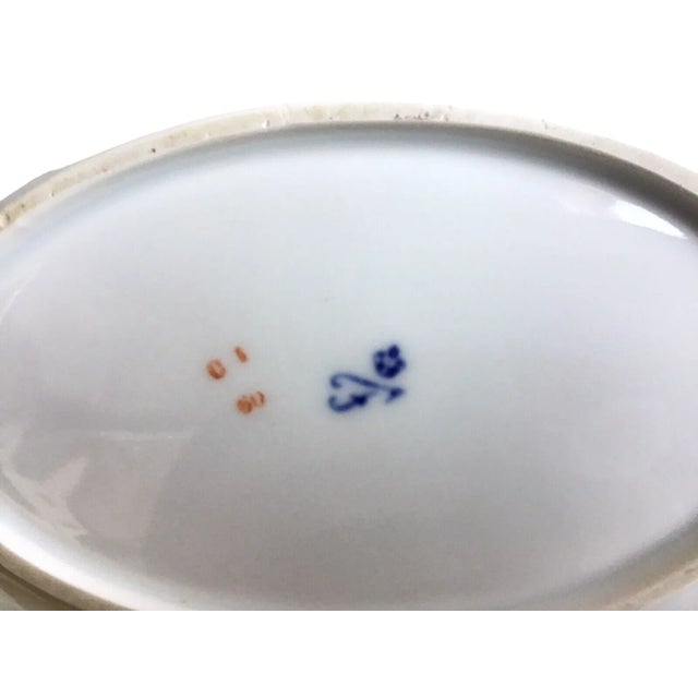 Ceramic Antique Furstenberg Germany Blue Pink Floral Gold Accent Scalloped Edge Platter For Sale - Image 7 of 10