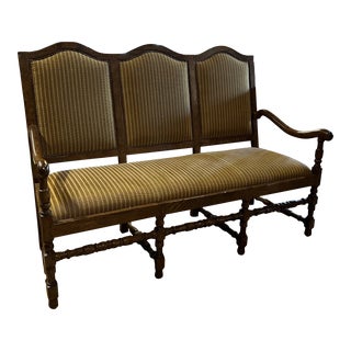 English Custom Made Triple Seat Upholstered Bench For Sale