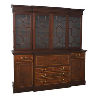 Henkel Harris Breakfront Bar Mahogany Bookcase For Sale