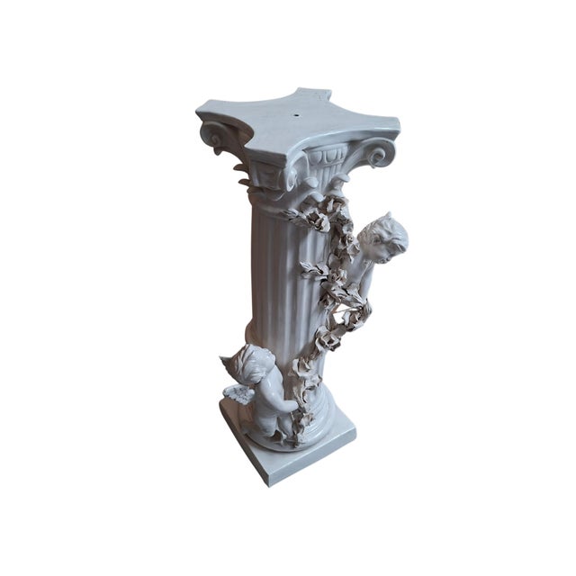Neo-Baroque Column with Ceramic Angels, 1980s For Sale - Image 11 of 14