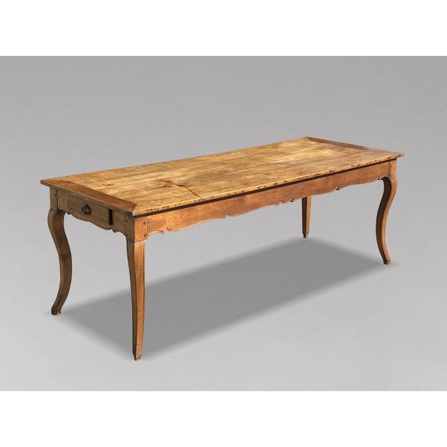 Antique French Farmhouse Kitchen Table in Fruitwood, 1860 For Sale - Image 9 of 11