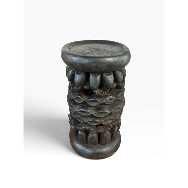 Black Vintage Tribal Nobility Bamileke Oval Stool/Table Cameroon 16" H For Sale - Image 8 of 10