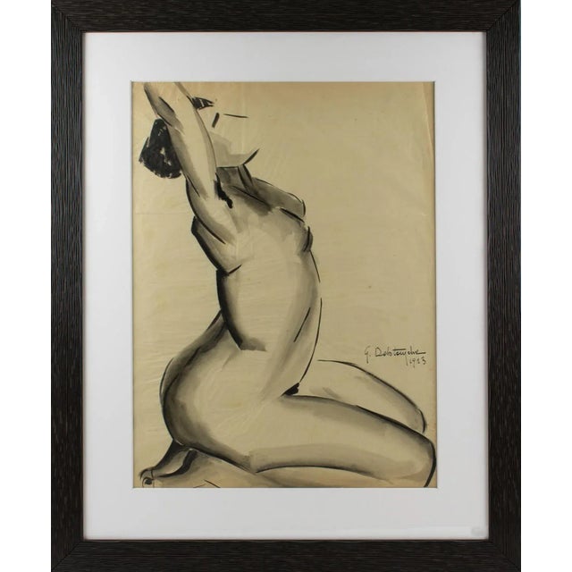 Female Nude Study Black Pencil Drawing by G. Debotoiyche For Sale - Image 13 of 13