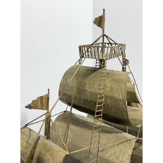 Metal Large Vintage Italian Sheet Metal Galleon, 1950 For Sale - Image 7 of 12