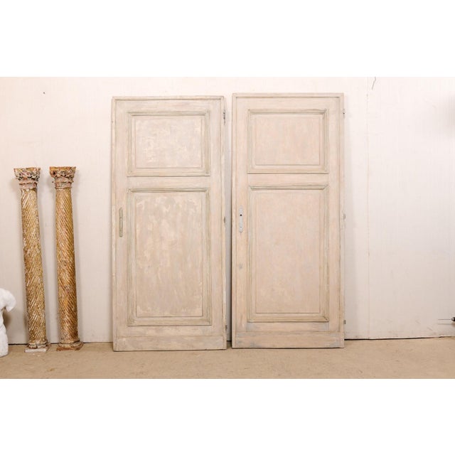 19th Century French Painted Wood Panel Doors – A Pair For Sale - Image 4 of 12