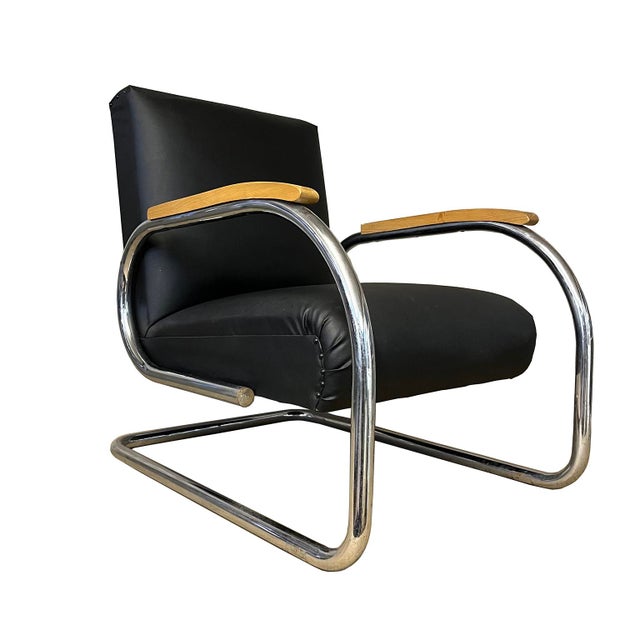 Tubax Armchair in Black Faux Leather For Sale - Image 17 of 17
