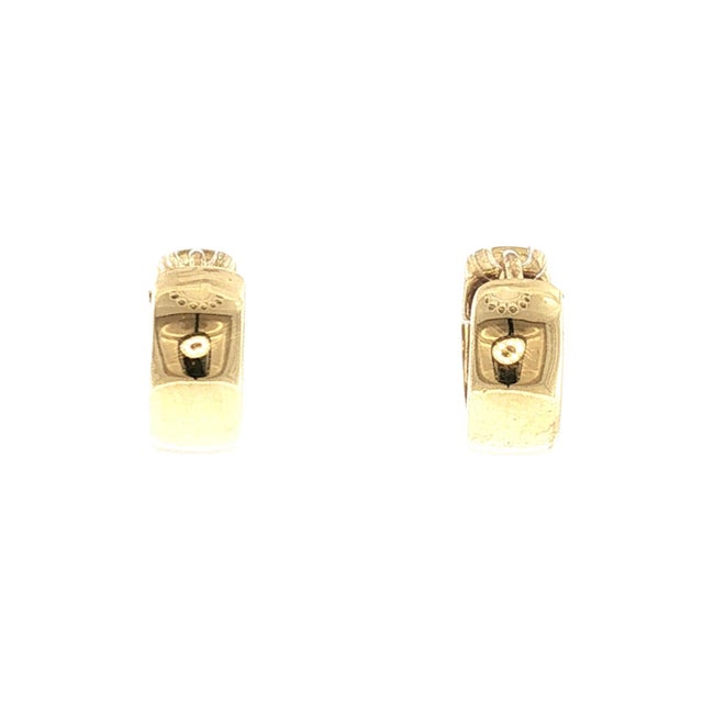 Contemporary Late 20th-Century 18k Yellow Gold Natural Diamond Pave Earrings, A Pair For Sale - Image 3 of 5