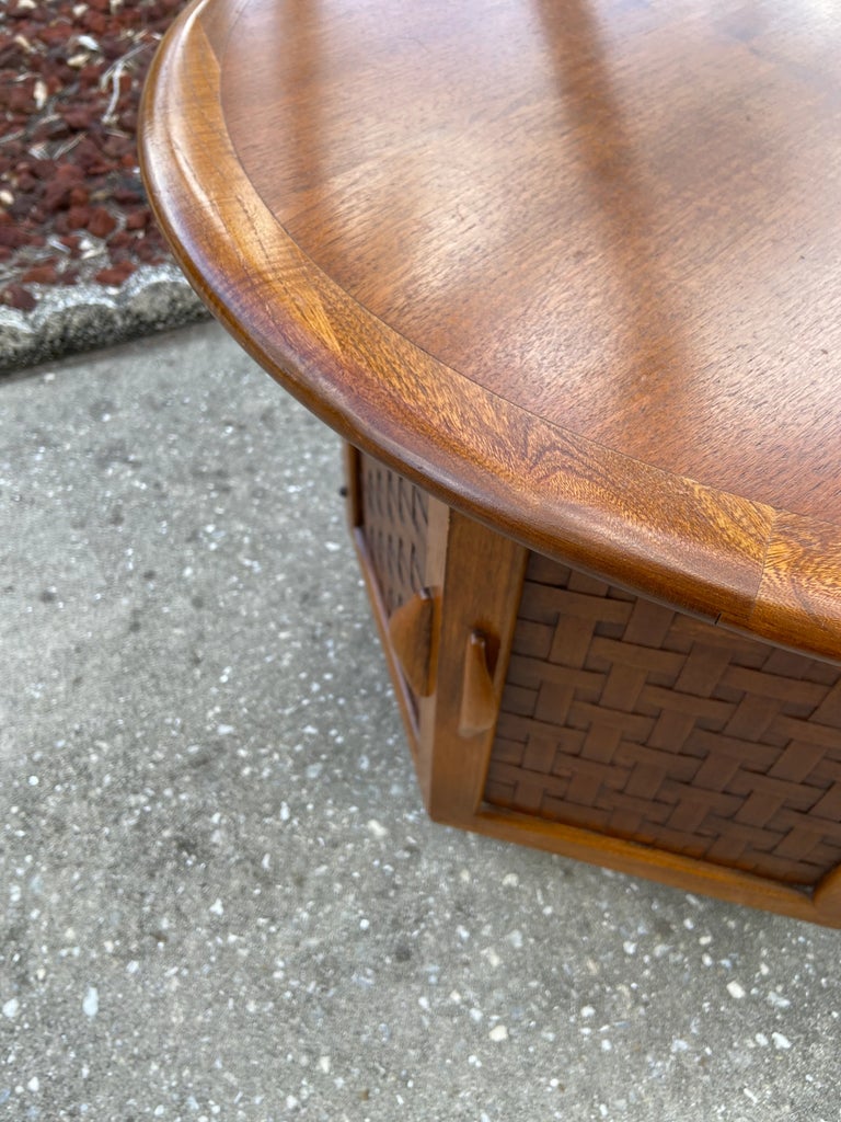 Vintage Lane Perception Side Table with Basketweave Door Fronts