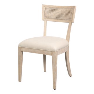 Swedish Klismos Cane Back Dining Chairs, Bleached Oak, Sets of 2 For Sale