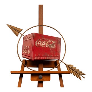 Vintage Figural Coca-Cola Cooler Directional Arrow Sign For Sale