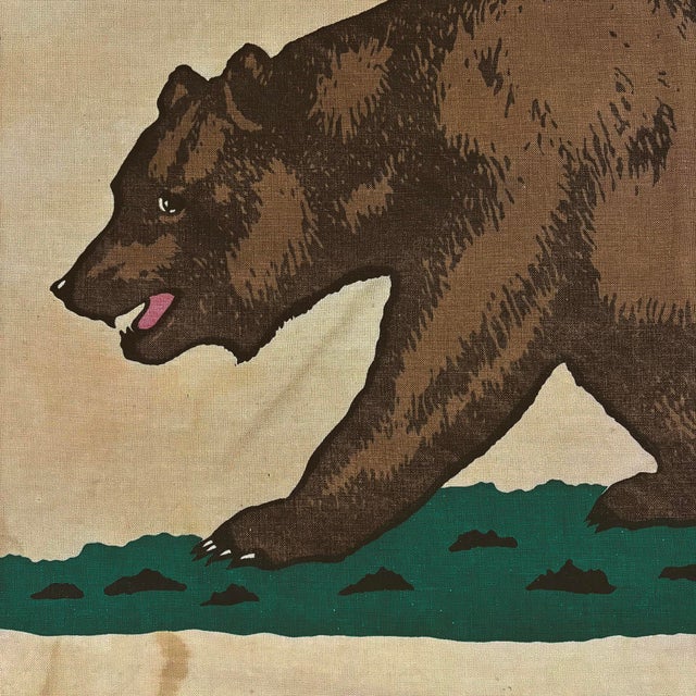 Large Genuine Vintage Cotton California Republic Bear Flag For Sale - Image 4 of 7