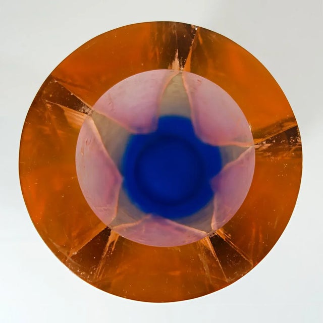 Vintage Orange and Blue Resin Vase by Steve Zoller For Sale - Image 4 of 6