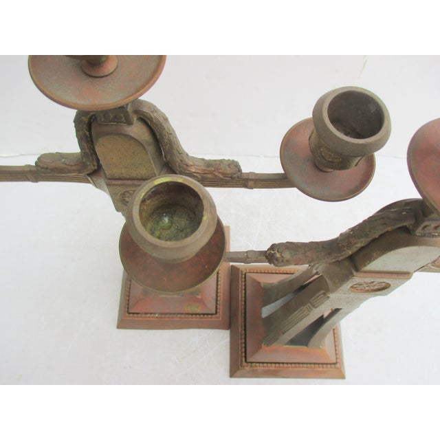 Bronze Vienna Secession Bronze Candlesticks - A Pair of 2 For Sale - Image 8 of 12
