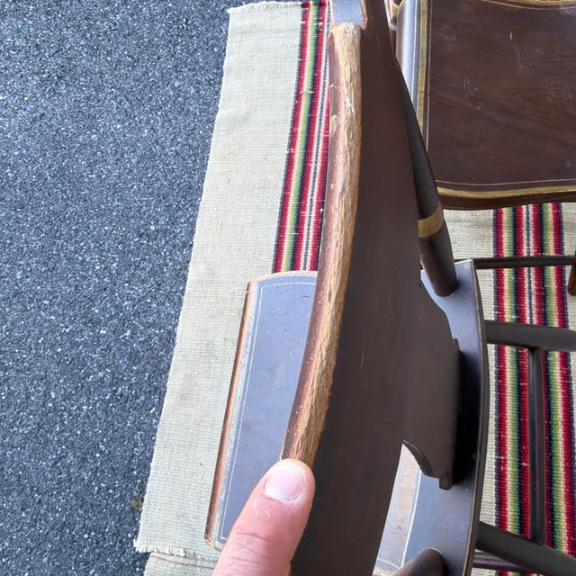 Set of 6 19th C. Adams/York County Pa Paint-Decorated Plank Seat Kitchen Windsor Chairs For Sale - Image 16 of 18