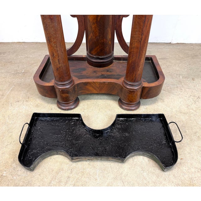 Antique Mahogany English Empire Style Hall Tree Umbrella Hat Coat Stand For Sale - Image 9 of 12