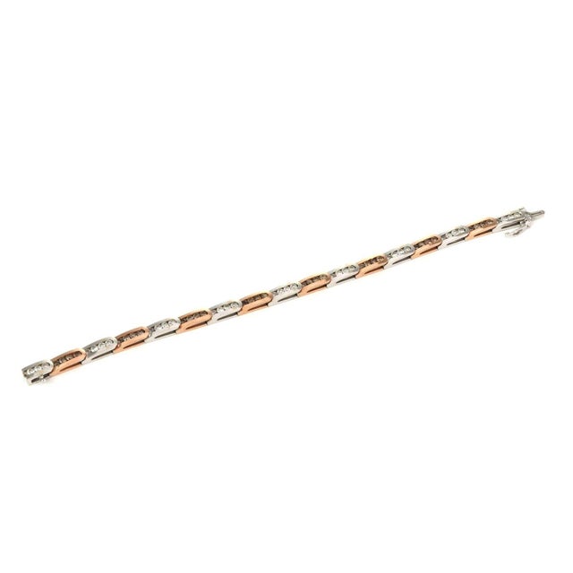 Estate 4ct Champagne White Diamond 14k Rose White Gold Bracelet For Sale - Image 4 of 6