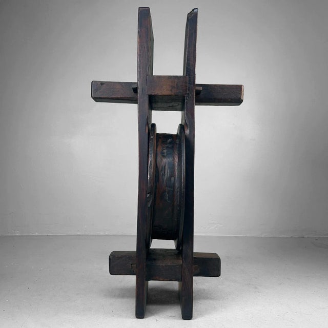 Antique Japanese Wooden Pulley Keyaki Wood, 1900 For Sale - Image 9 of 18