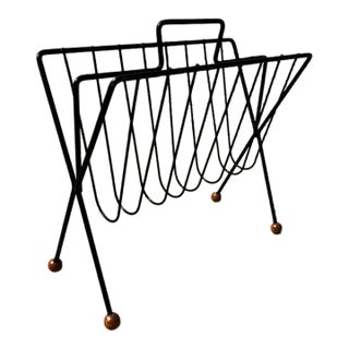 Mid-Century Modern Tony Paul Attributed Wire Magazine Rack For Sale