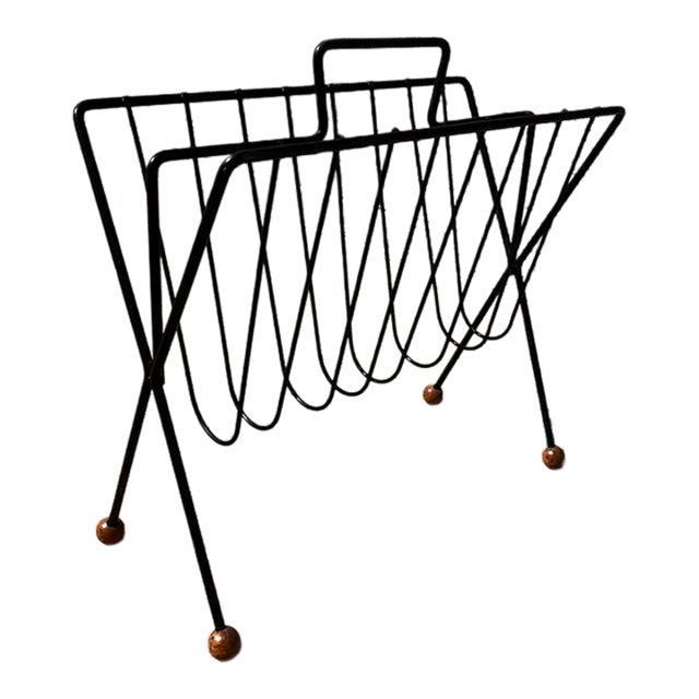 Mid-Century Modern Tony Paul Attributed Wire Magazine Rack For Sale
