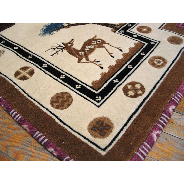 1900s Ivory Animalia Antique Chinese Horse Cover 2' 2" X 4' 9" Hand Knotted Wool Carpet For Sale In New York - Image 6 of 6