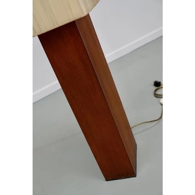 Large Vintage Teak Floor Lamp with Square Beige Shade, 1970s For Sale - Image 6 of 12