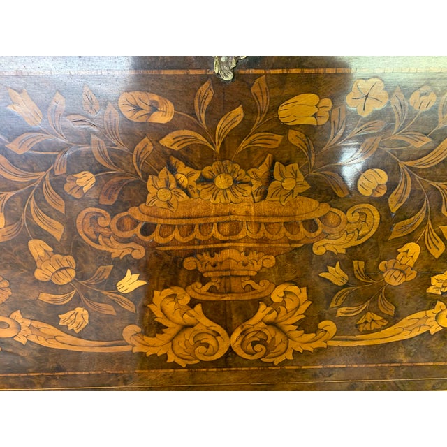 Brown Antique Dutch Marquetry Walnut Bureau, 1760 For Sale - Image 8 of 14