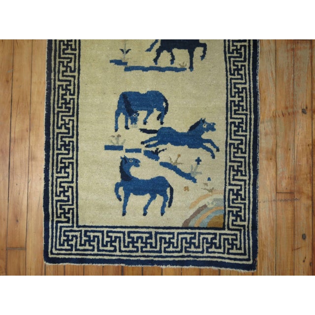 Horses Chinese Antique Pictorial Rug For Sale In New York - Image 6 of 6