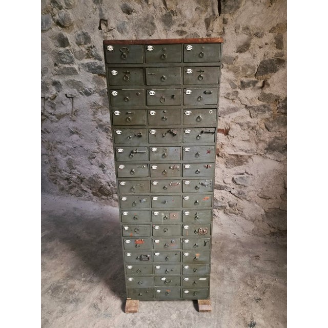 Antique French Pine Hardware Store Cabinet with Fourty Eight Drawers, 1890s For Sale - Image 18 of 18