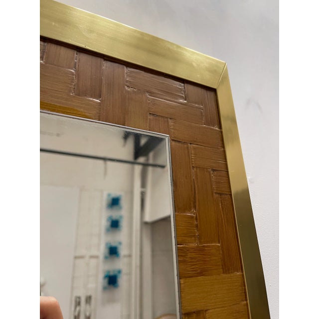 Mid-Century Modern 1970s Dal Vera Bamboo & Brass Mirror For Sale - Image 3 of 10