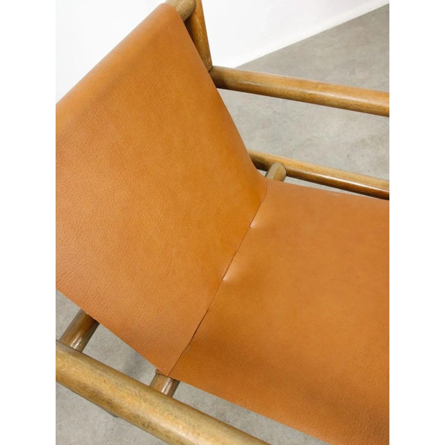 Mid-Century Modern Scandinavian Armchair in Wood and Brown Leatherette, 1960s For Sale - Image 15 of 18