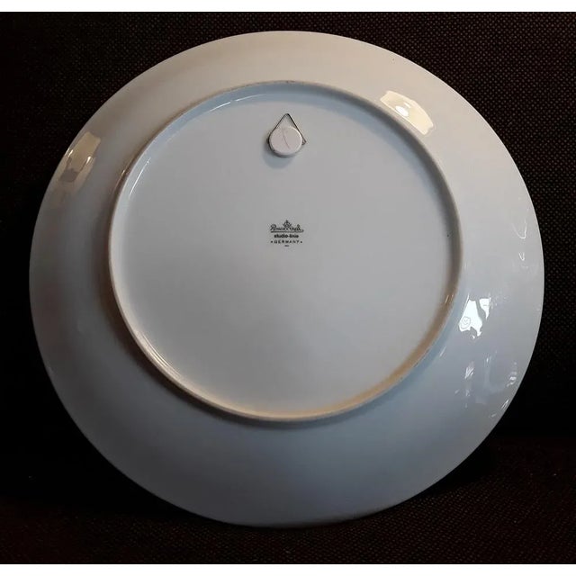 German Ornamental White Bisque Porcelain Wall Plate with Geometric Decor from Rosenthal, 1970s For Sale - Image 3 of 4