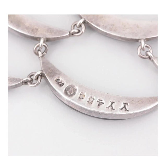 Mexican Antonio Pineda 1950s Modern Mexico Sterling Collar Necklace & Earrings - Historic-Rare-3 Pieces For Sale - Image 3 of 8