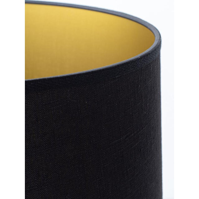 Vintage Jasba Cortina Black and White Crackle Ceramic Table Lamp, New Black Linen Lampshade For Sale - Image 9 of 17