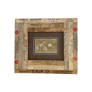 Antique Fishing Photo W/Antique Ruler Frame For Sale