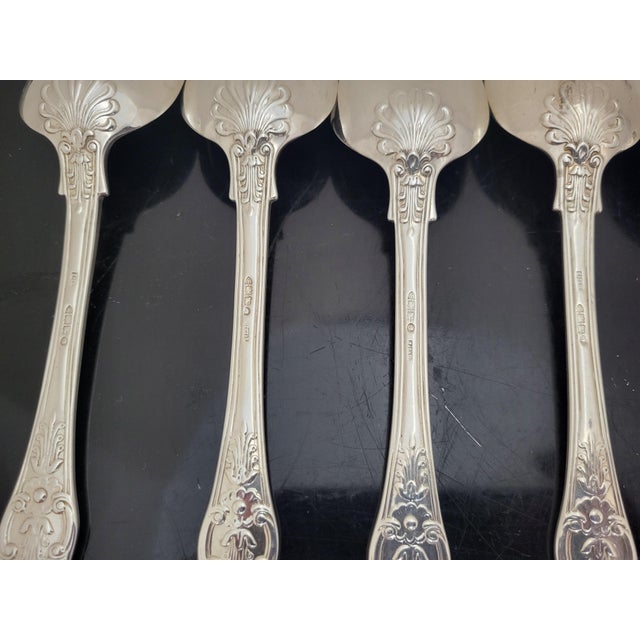 Silver London 19th Century Queens Pattern Sterling Silver 8 7/8" Tablespoon Set of 6 For Sale - Image 8 of 9