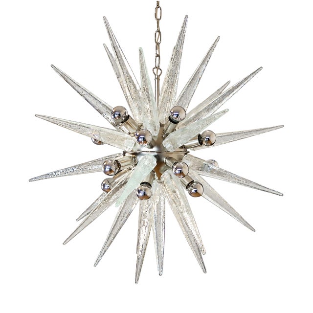 Sputnik Pendant Light with 31 Transparent and Nickel Murano Glass Tips from Justfurnituress SRL For Sale
